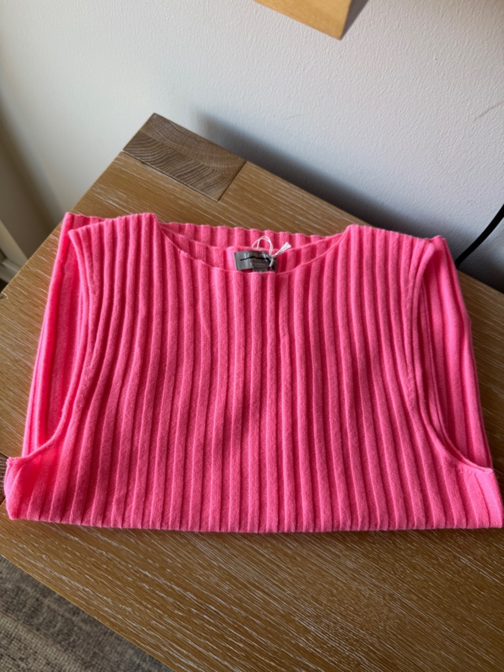 NWT J. CREW Women’s Wide-rib cashmere sweater shell Neon Capri Medium *SEE NOTE*